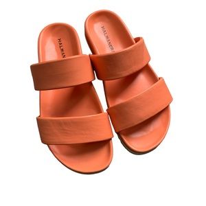 Halmanera Peach Orange Two Strap Sandals 37 6.5